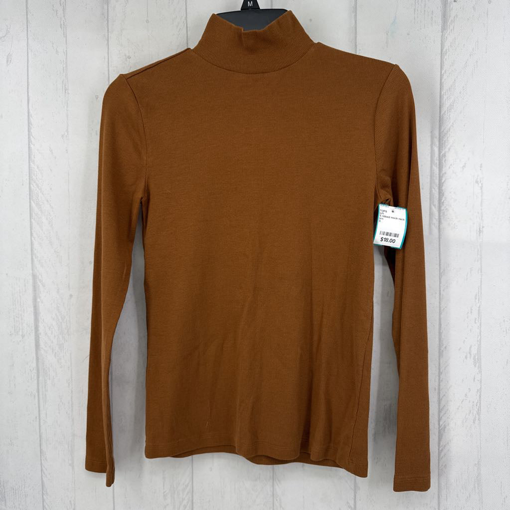 S ribbed mock neck l/s top