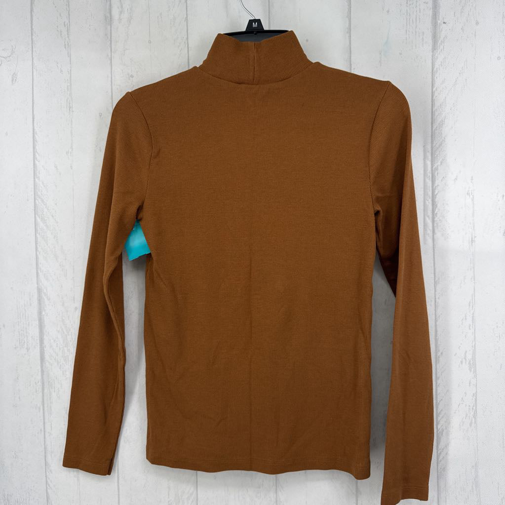 S ribbed mock neck l/s top