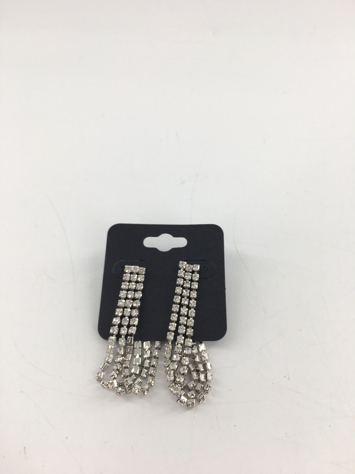 silver rhinestone dangle earrings