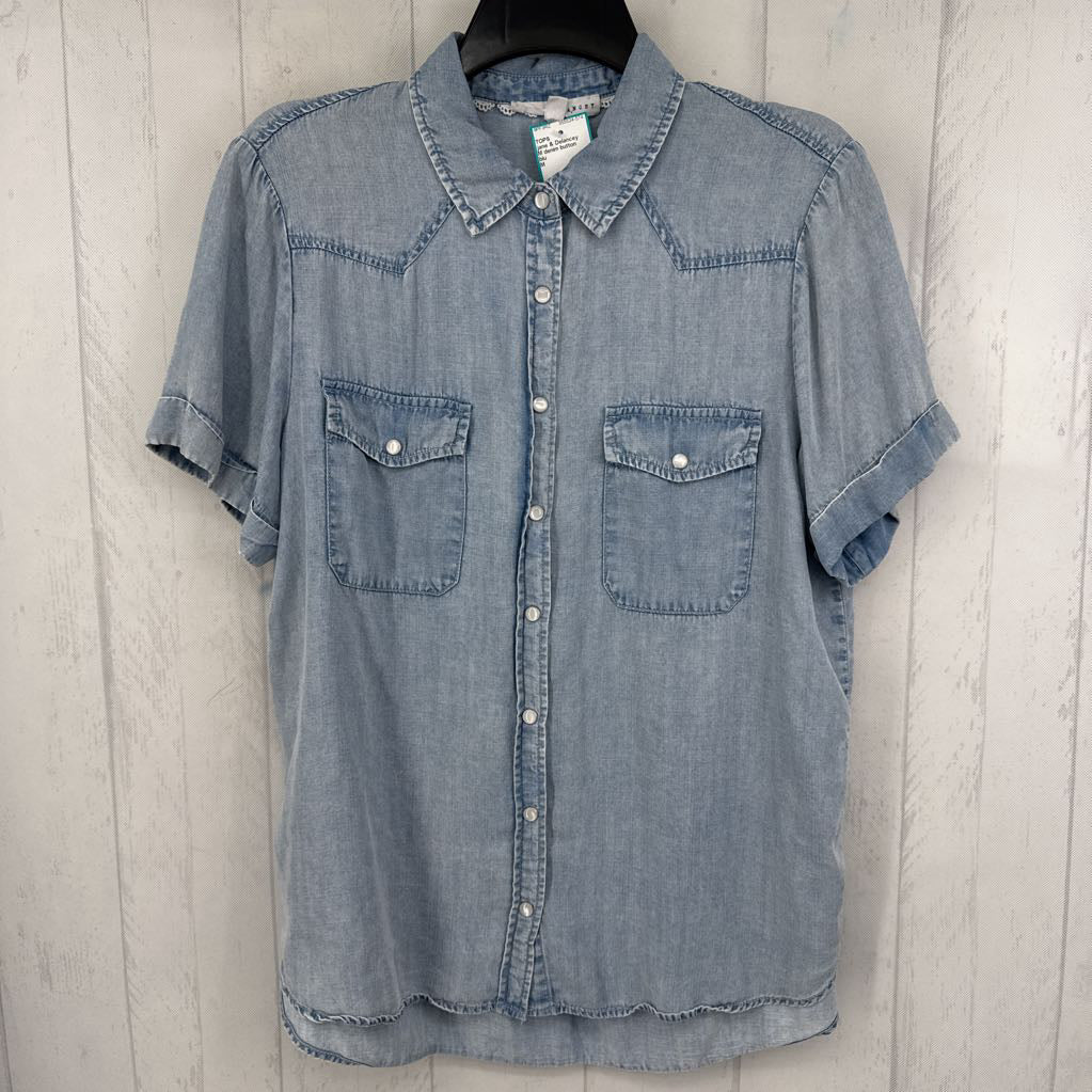 M denim button down s/s top