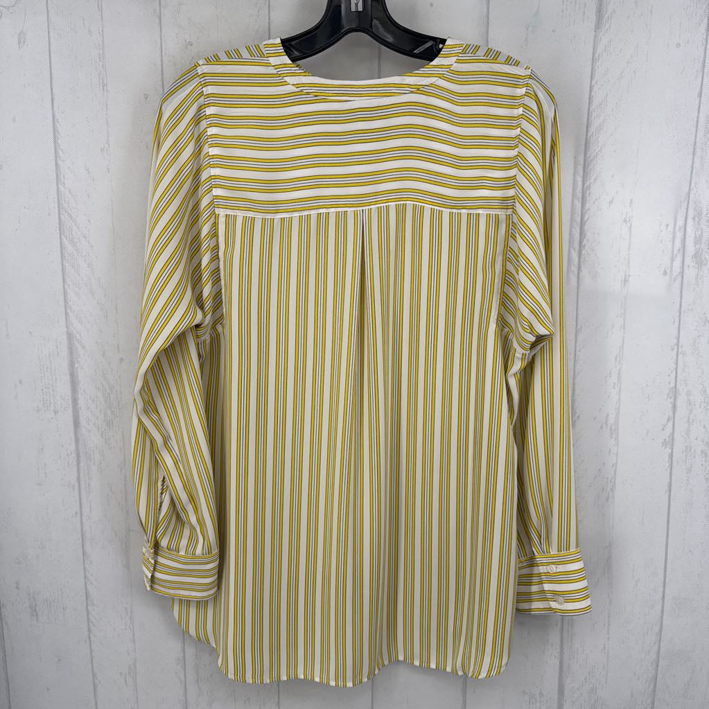 M striped 1/2 button down l/s top