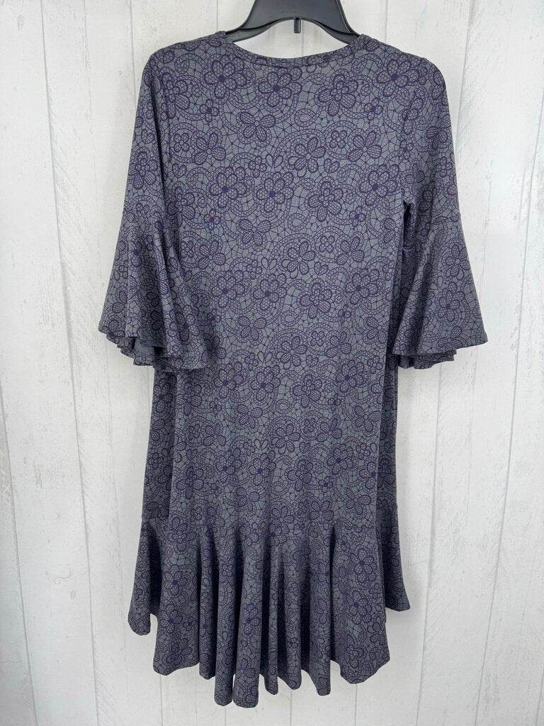 XS flo print ruffle hem dress