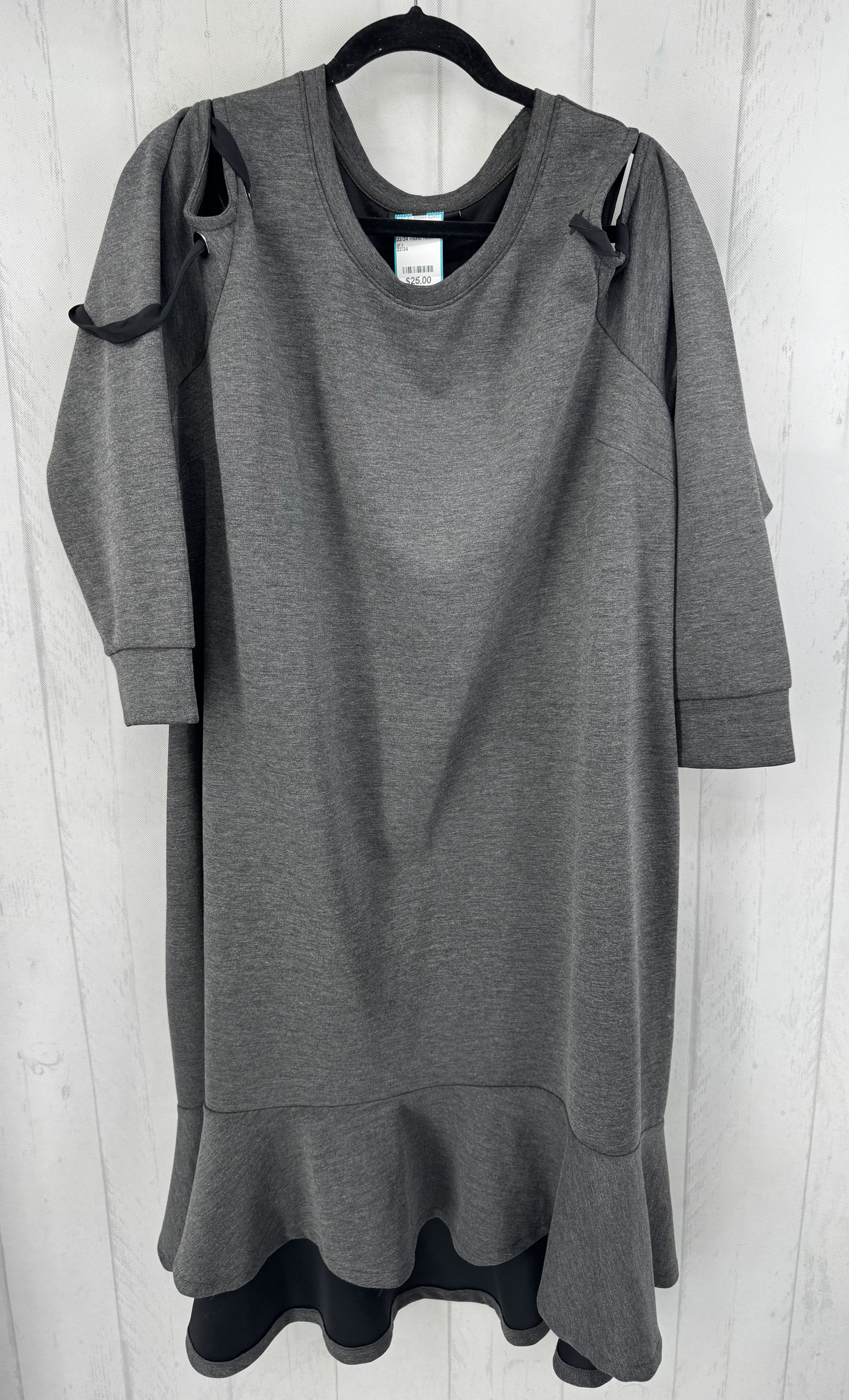 22/24 round neck cold shoulder l/s dress