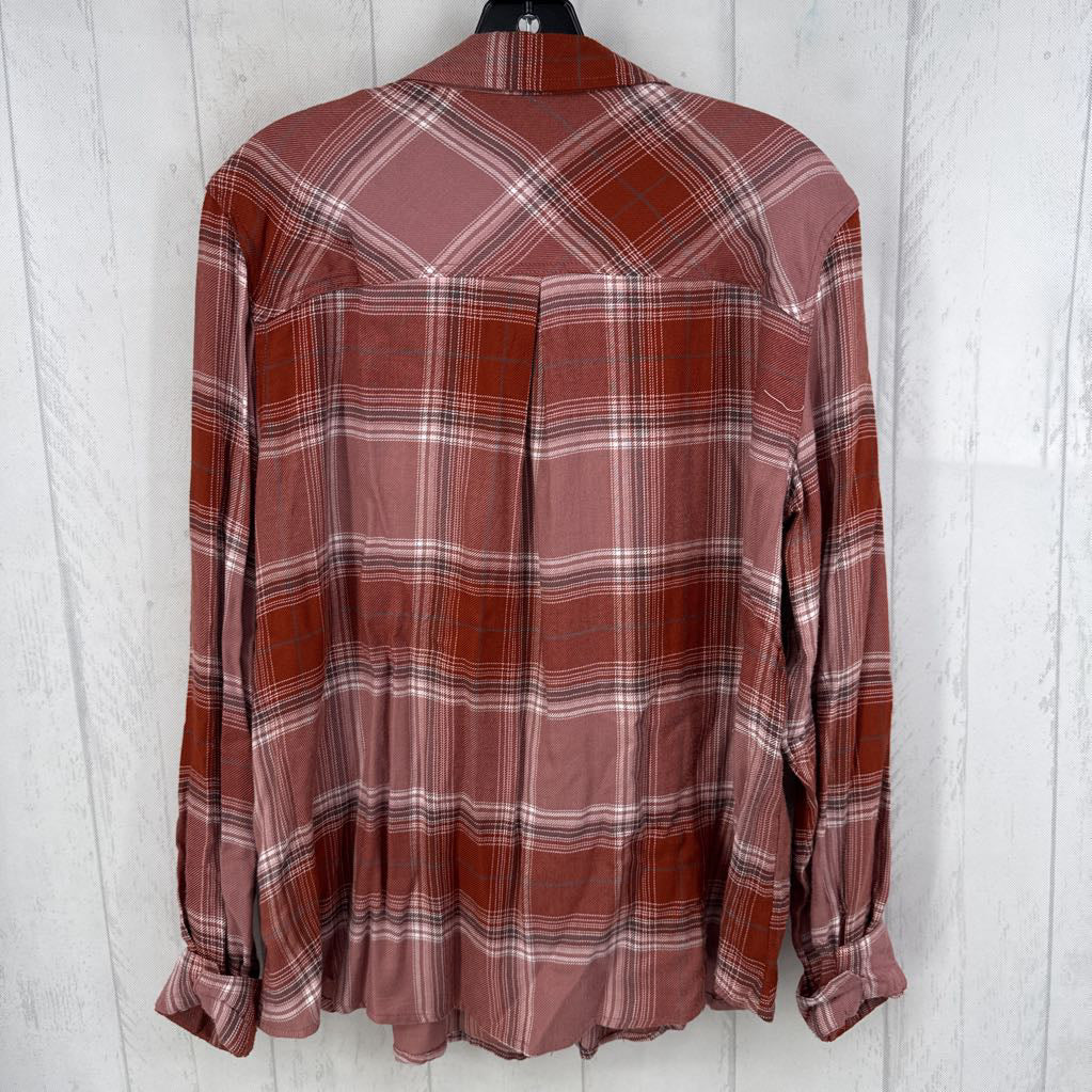 L plaid button down l/s top