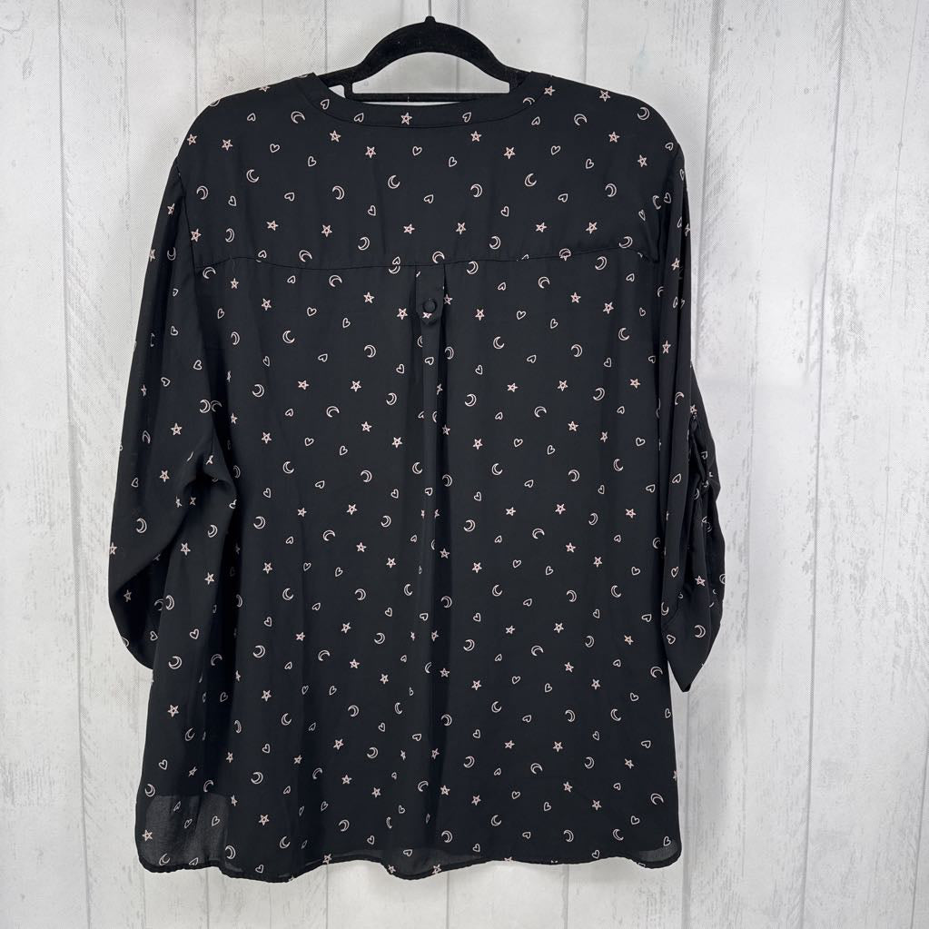 3X printed split neck tab slv top
