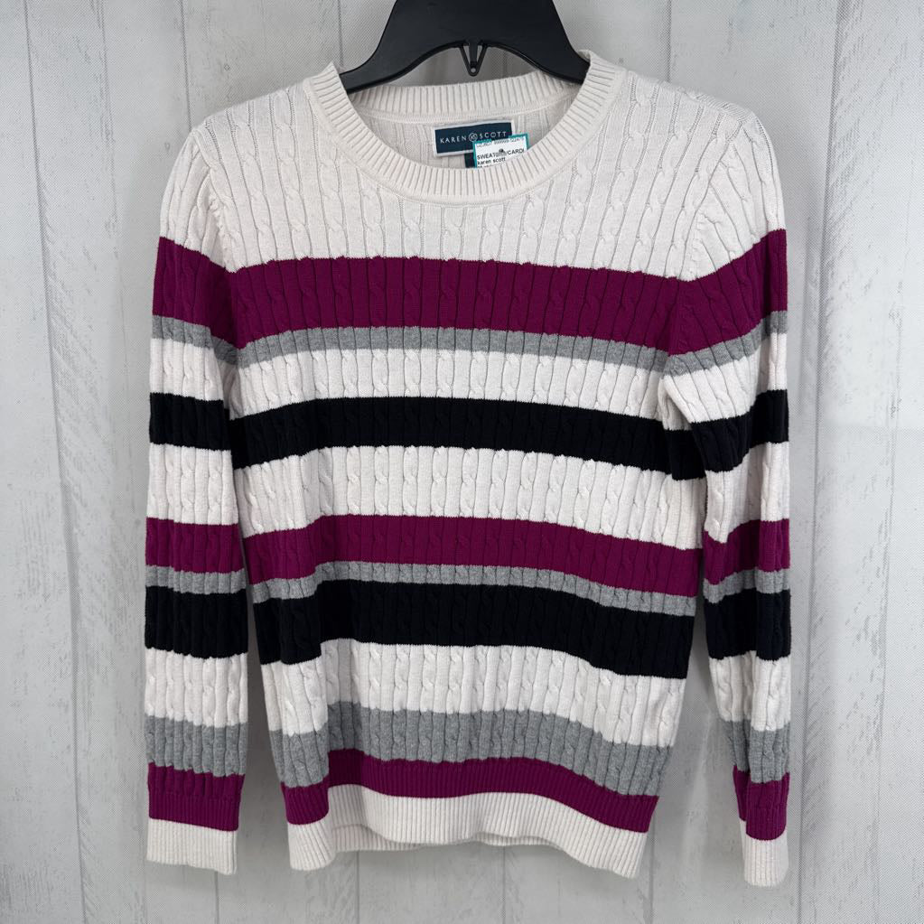 M striped cable knit sweater