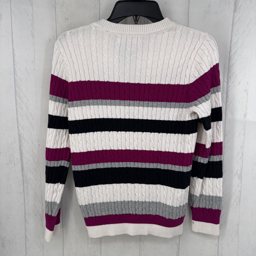 M striped cable knit sweater