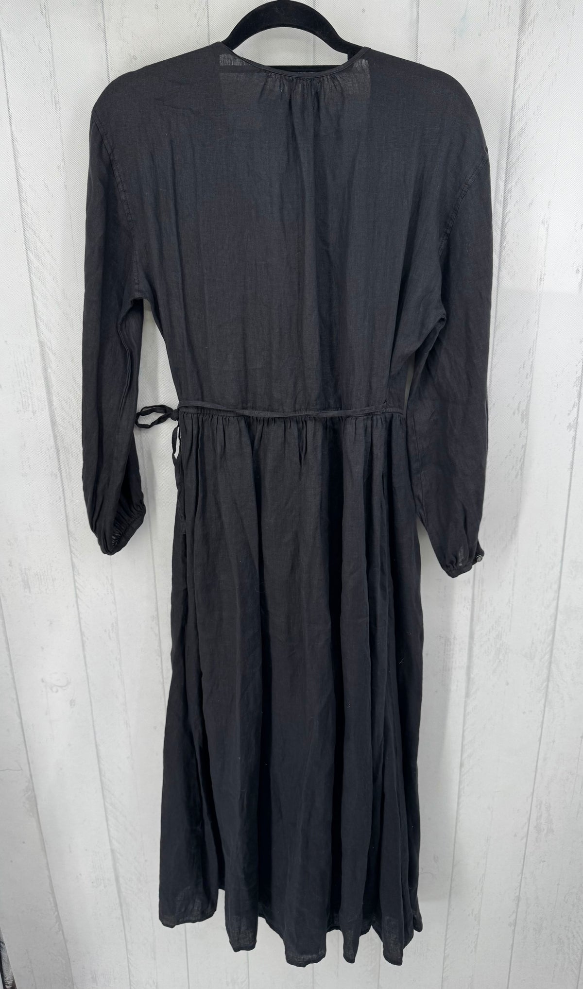 L l/s linen wrap maxi dress