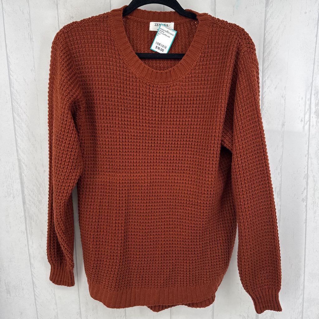S l/s waffle knit sweater