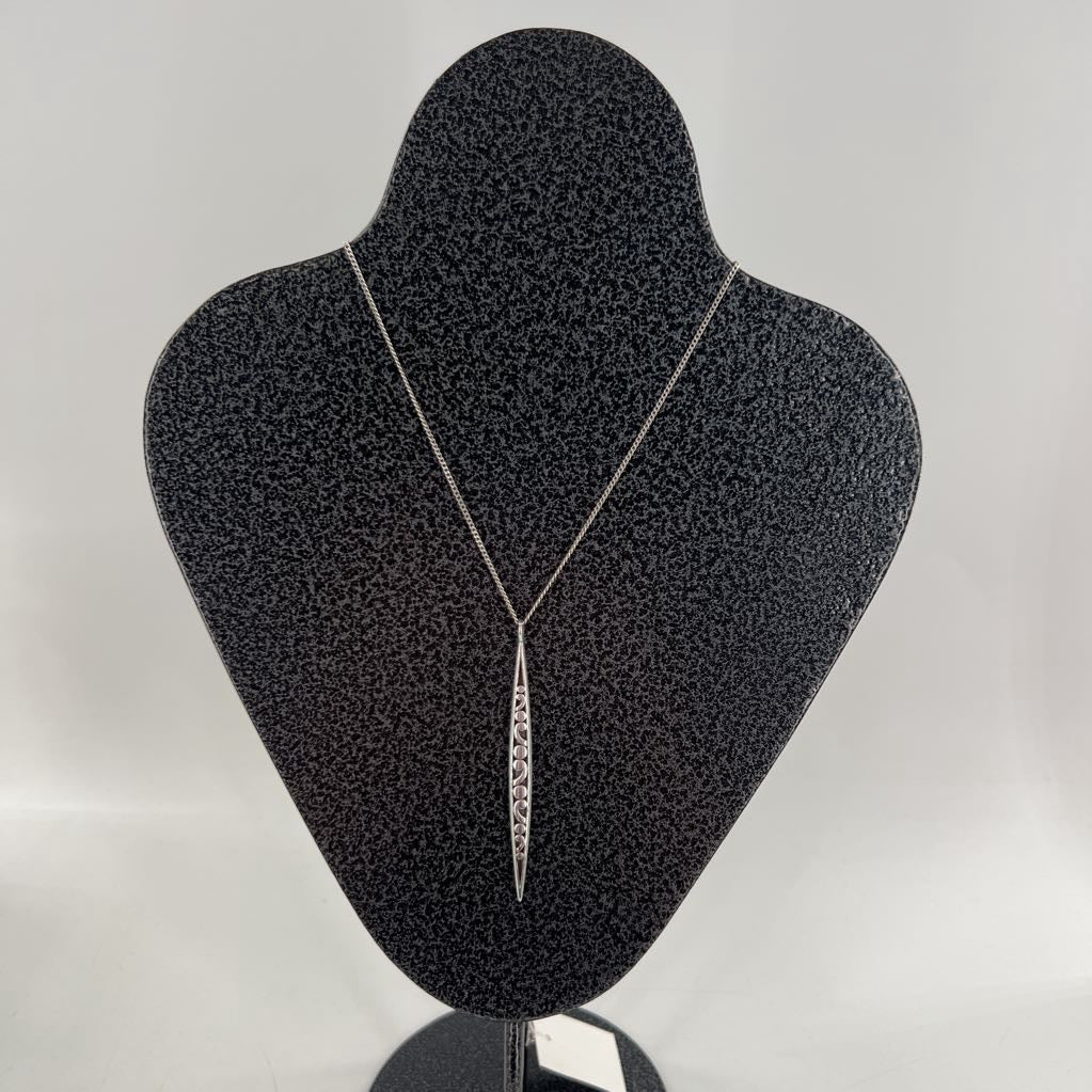 21" silver crystal pendant necklace