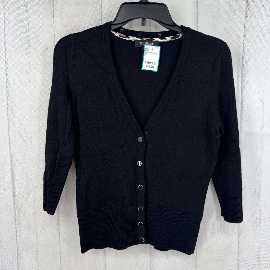 S button front 3/4 slv cardi