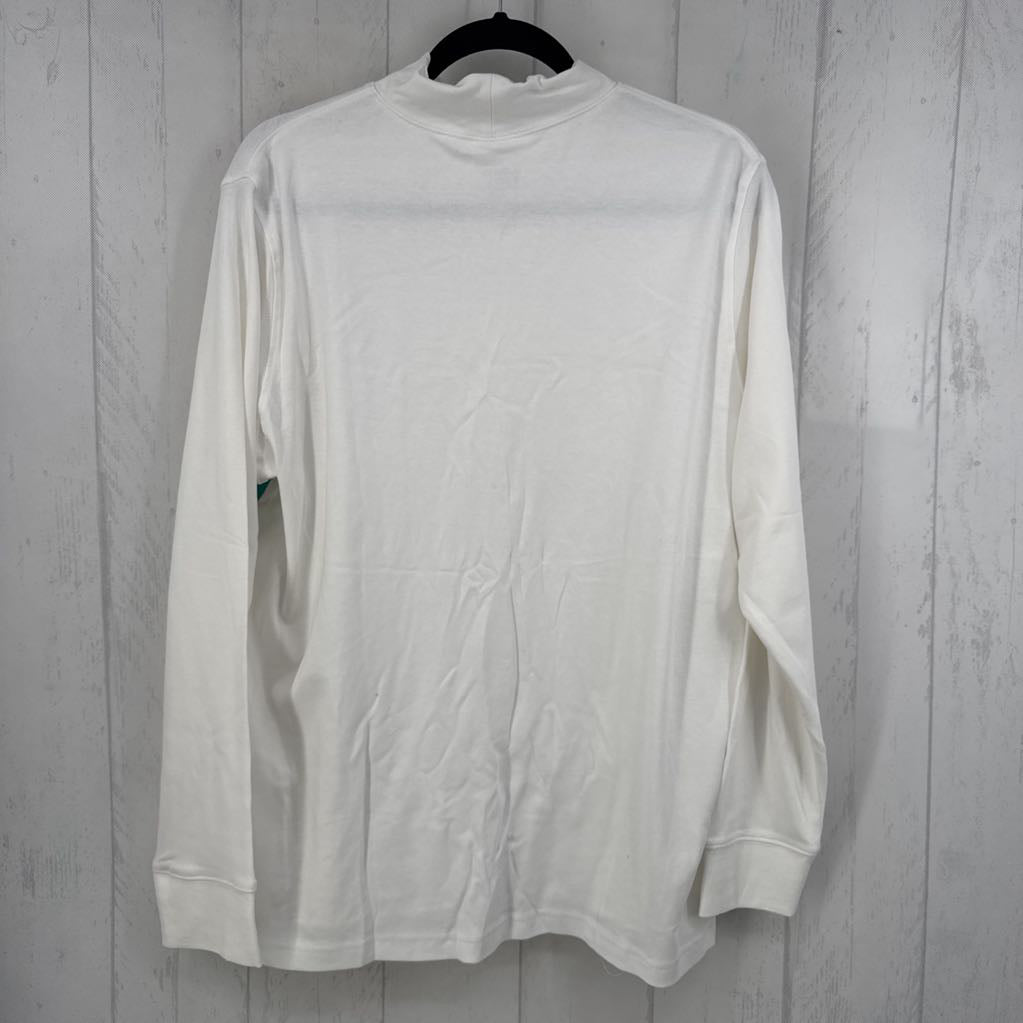 1X basic knit l/s mock-neck top