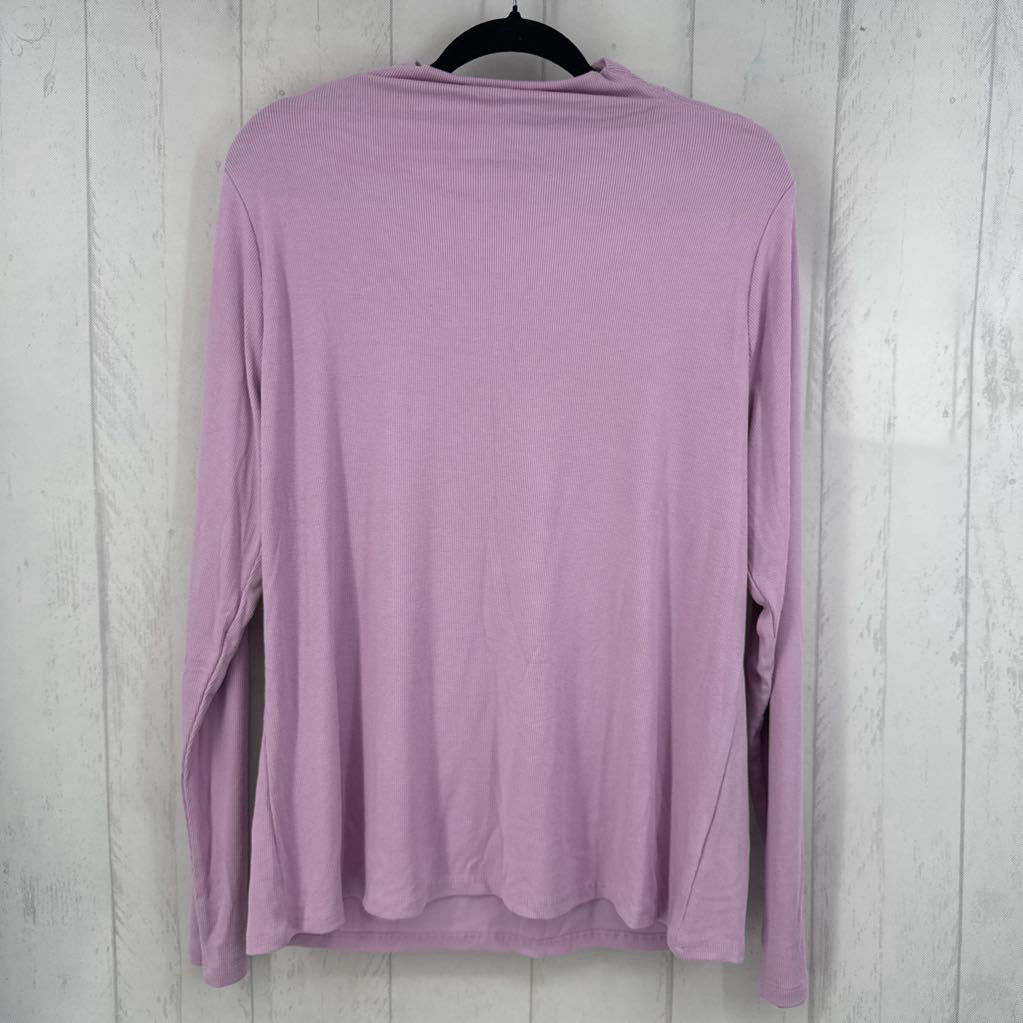 1X rib knit l/s mock-neck top