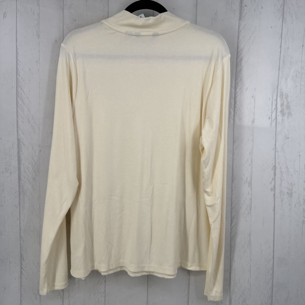 1X rib knit l/s mock-neck top