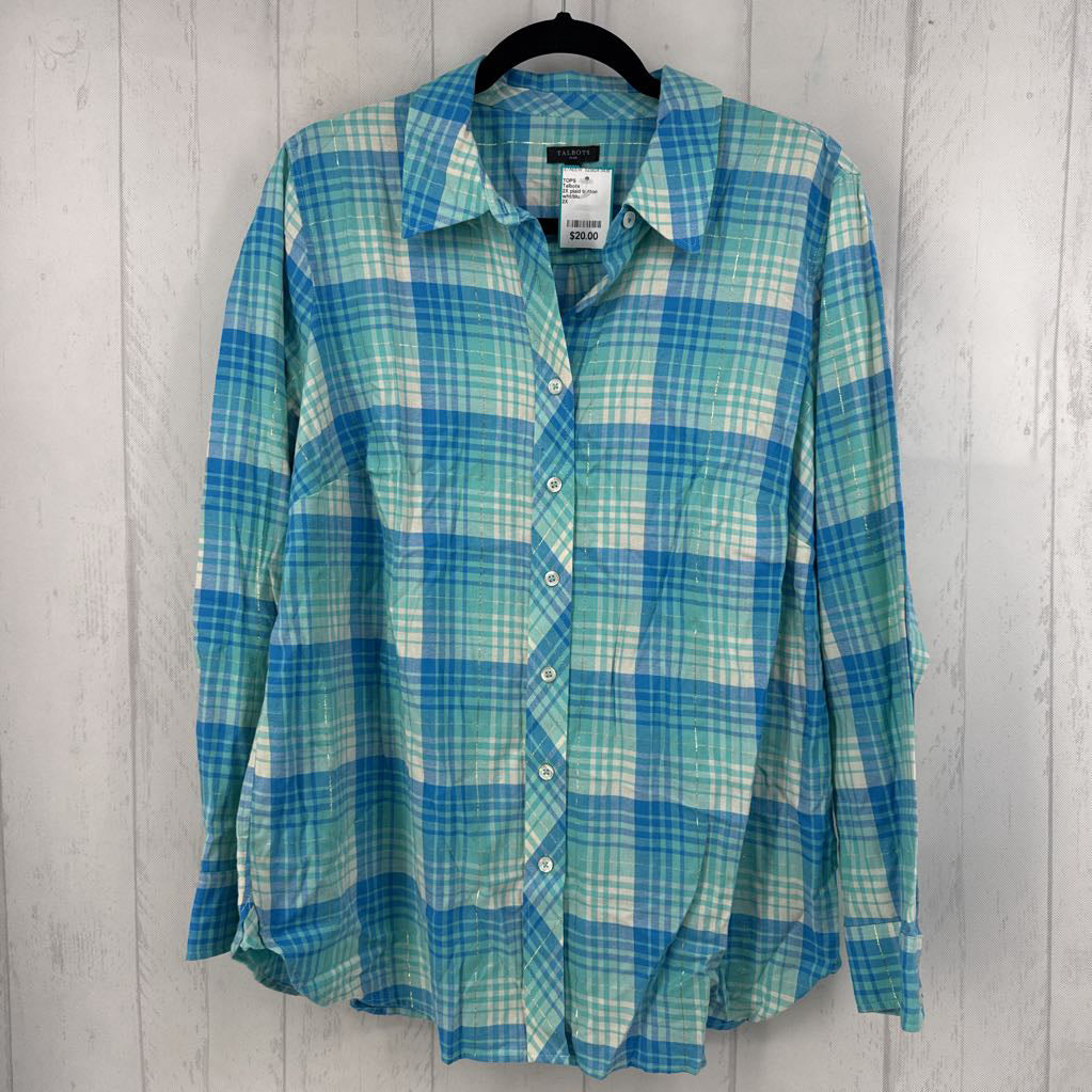 2X plaid button down l/s top