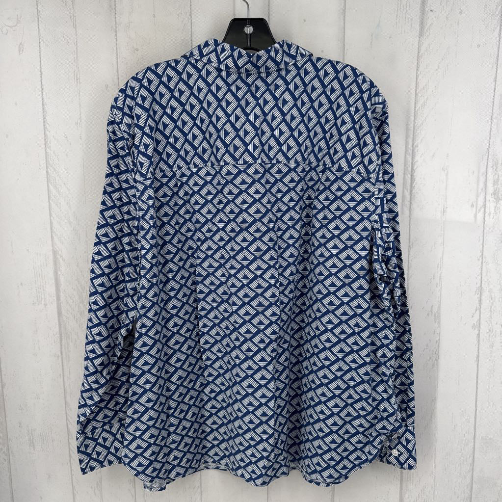 R90 18 printed button down l/s top