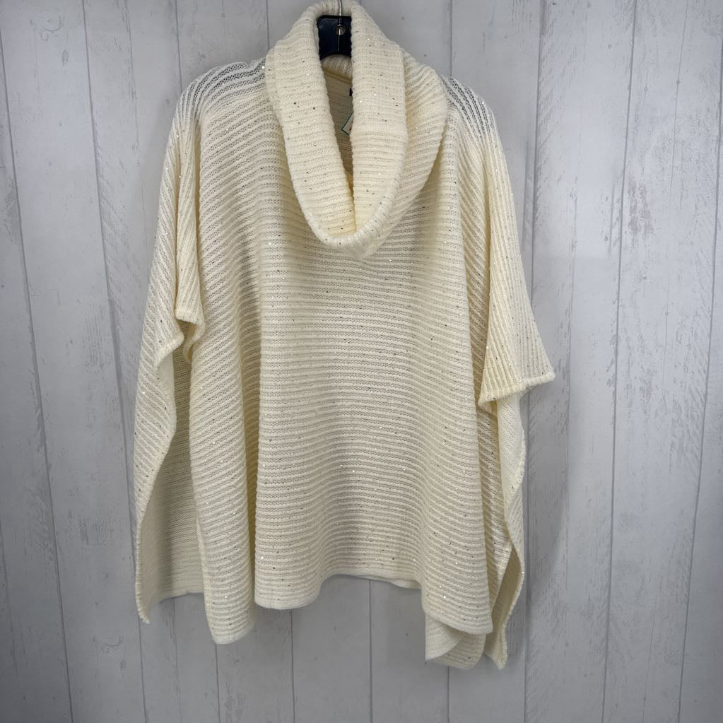 OS cowl neck sequin poncho