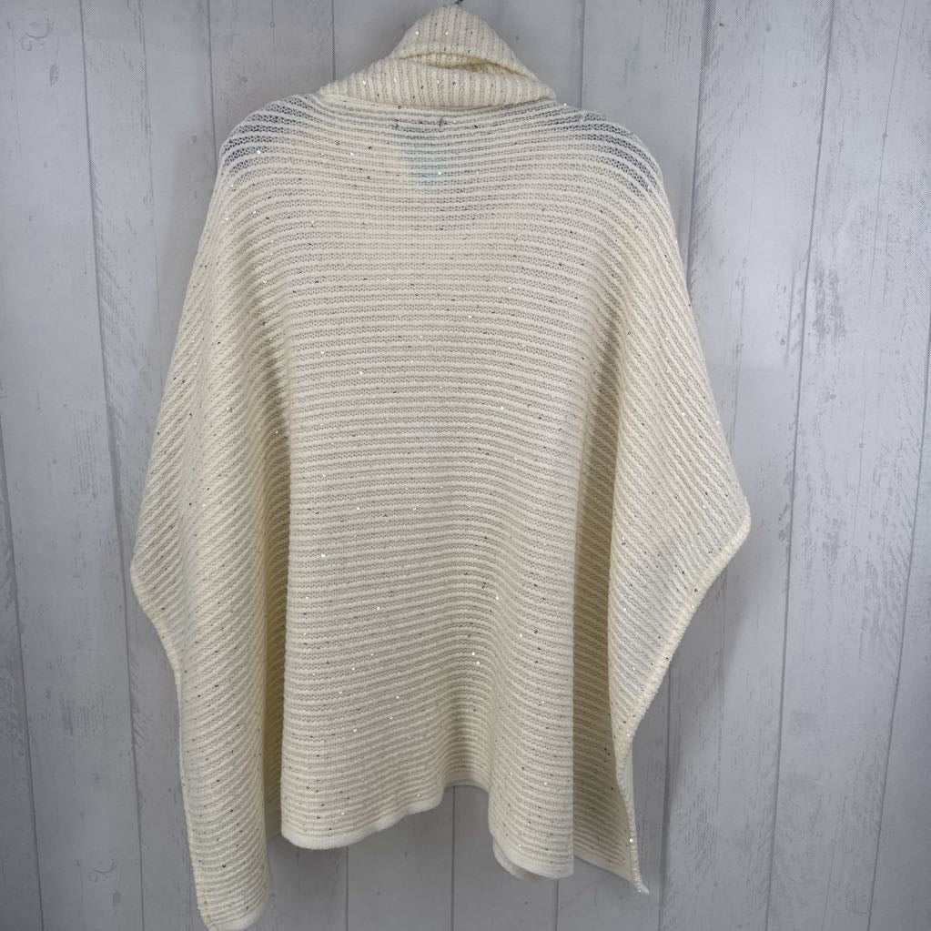 OS cowl neck sequin poncho