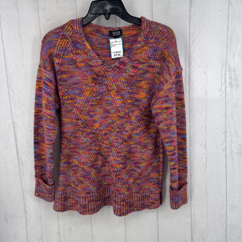 S l/s marled v-neck sweater