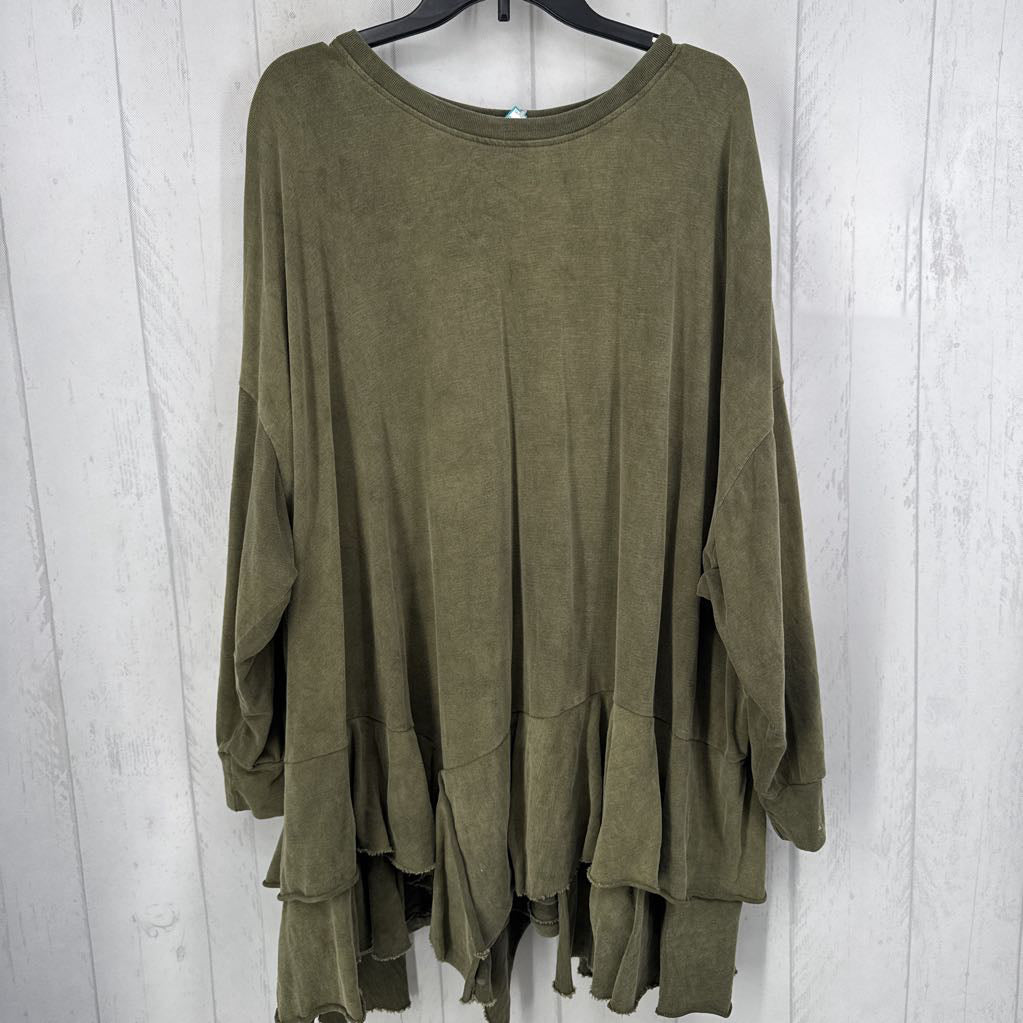 M ruffled hem dolman slv dress