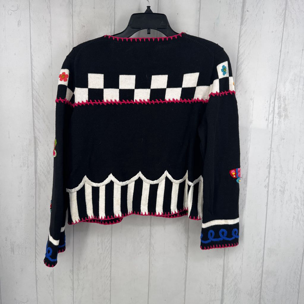 P/S butterfly embroidered beaded button cardigan
