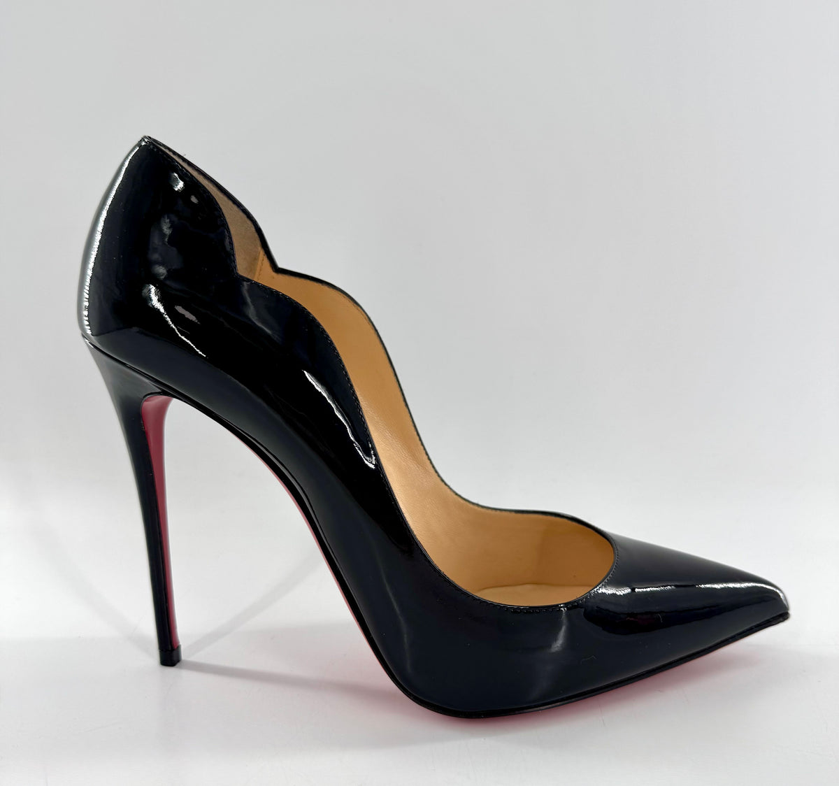 9/9.5 Christain Louboutin Hot Chick 100mm Patent Calf Leather Pumps