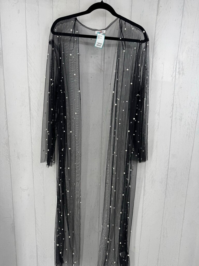 L sheer pearl embelished duster