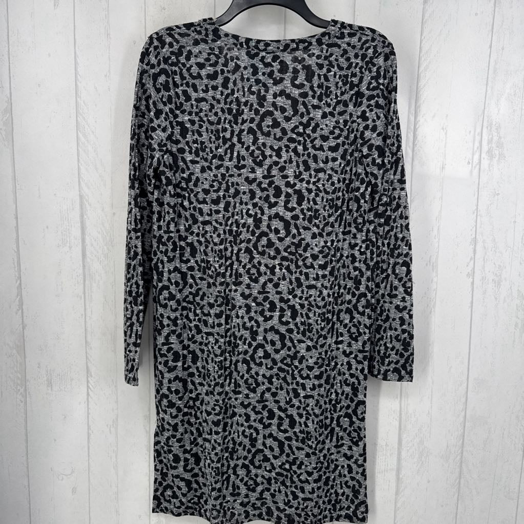 M animal print ribbed button down cardi
