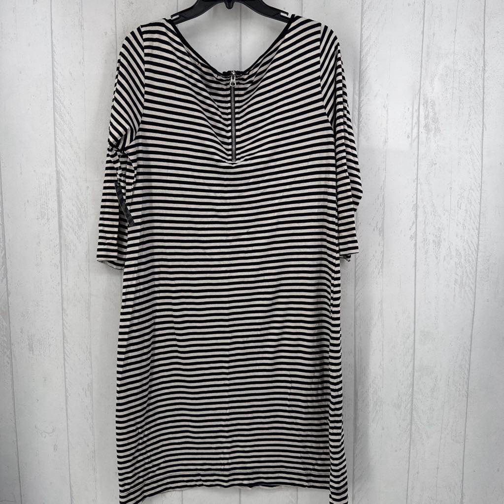 L striped zip-back l/s dress