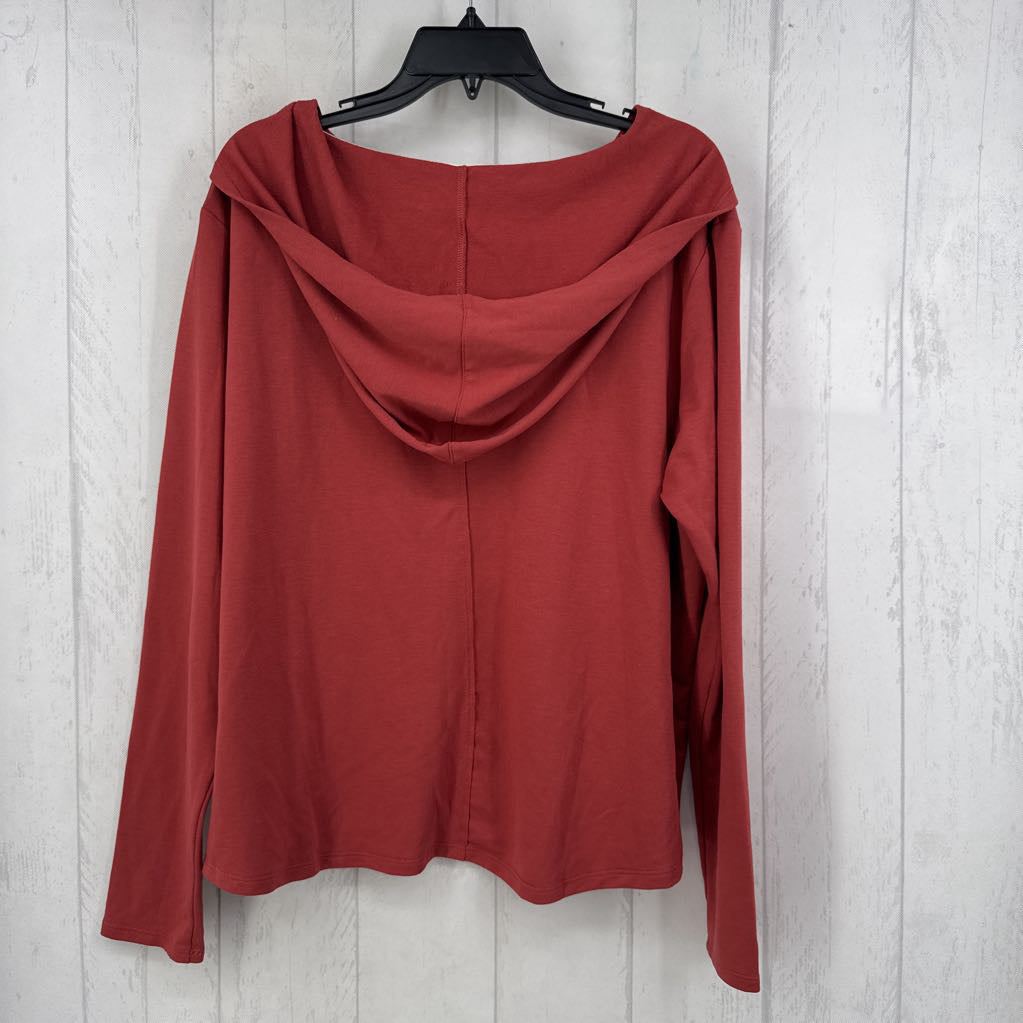 XL split neck hooded l/s top