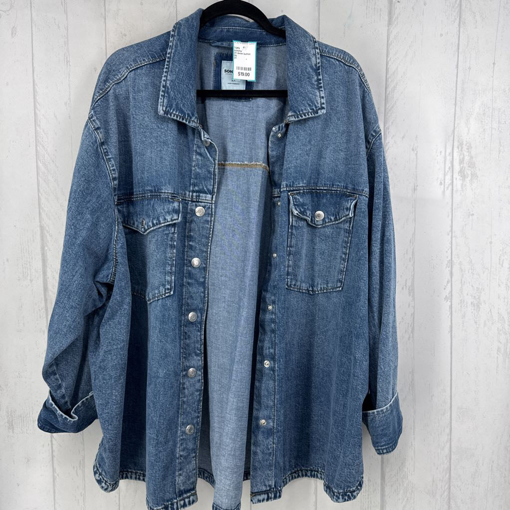 2X denim button down l/s top