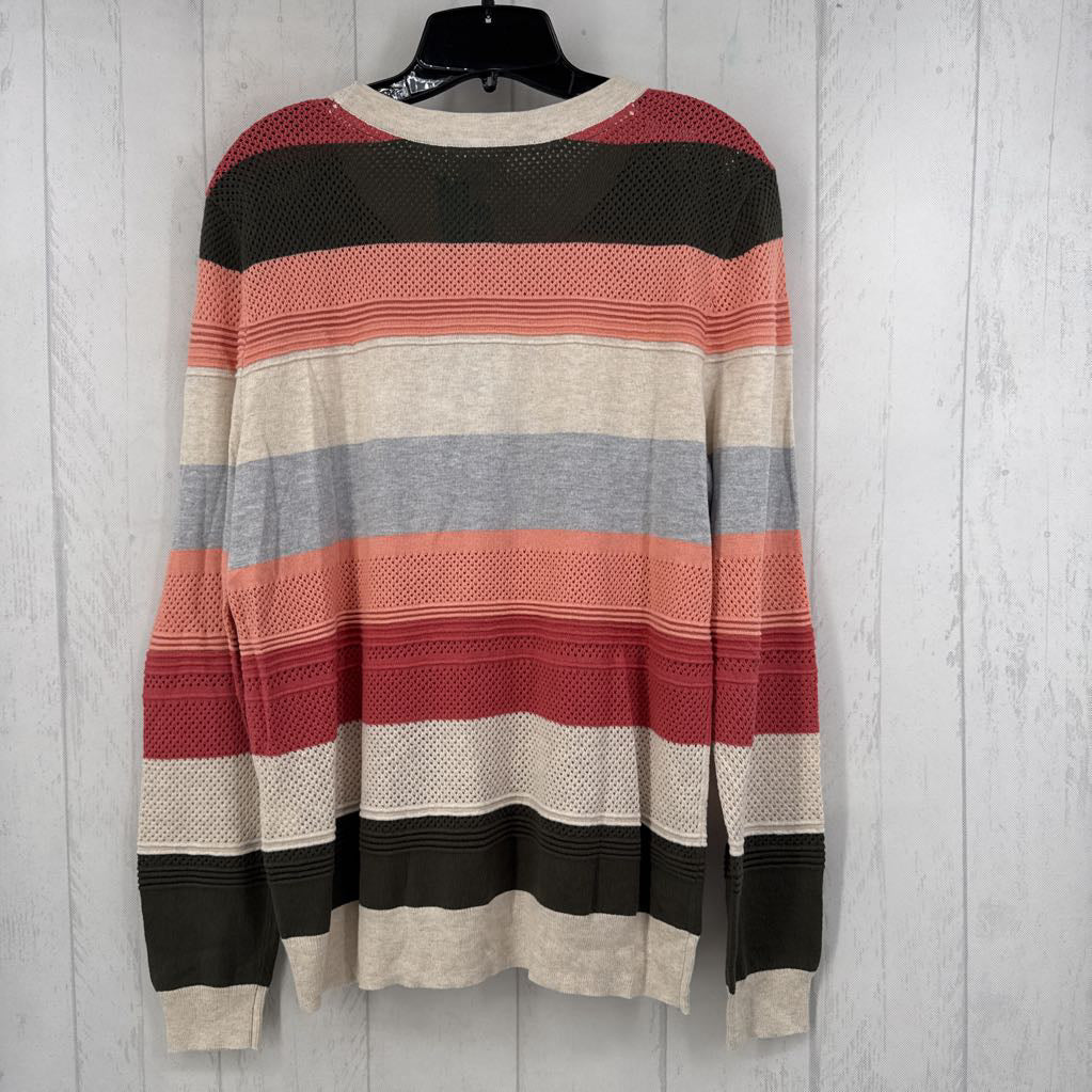 L textured striped sweater