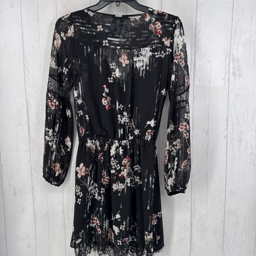 0 flo print v-neck l/s dress