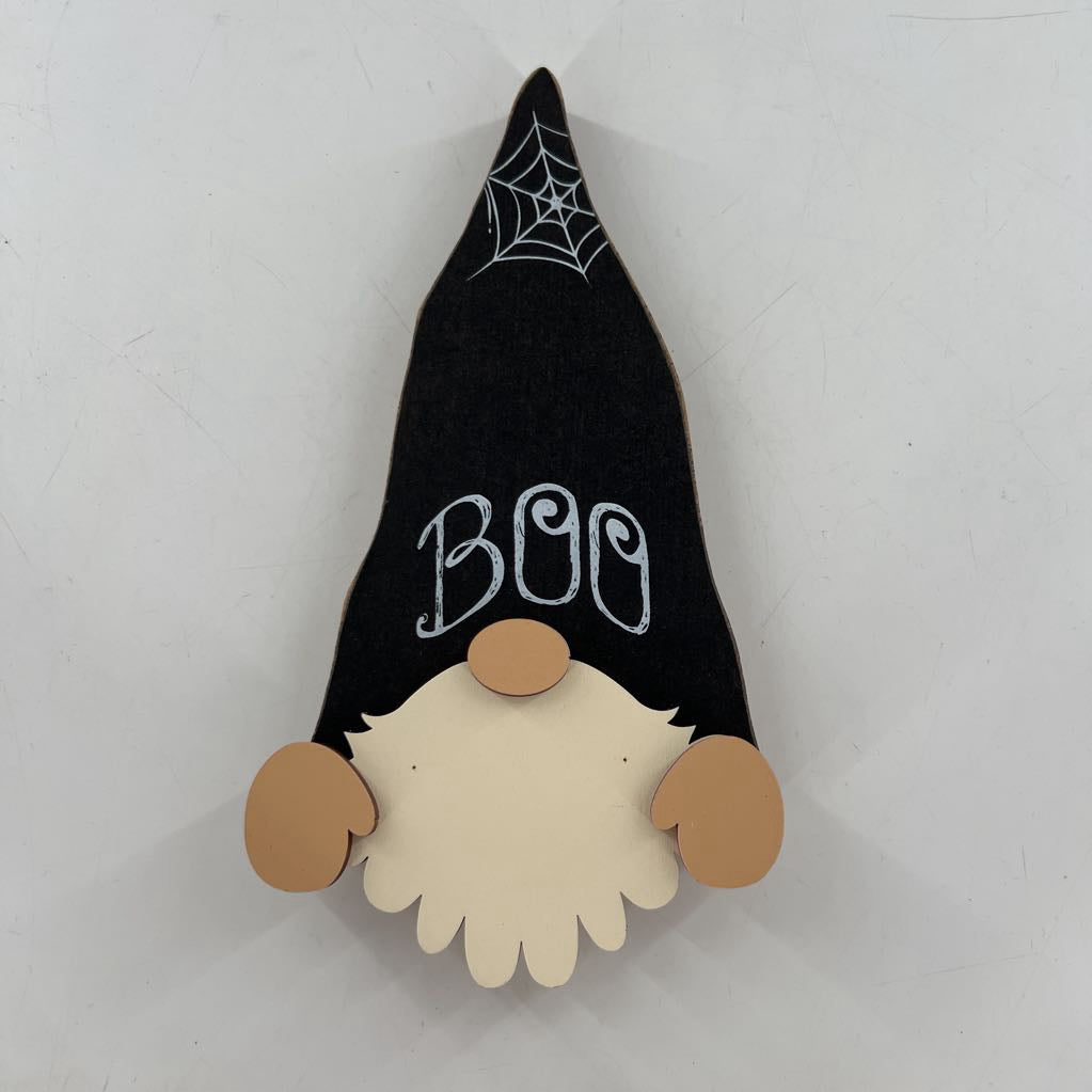 wooden gnome decor-boo