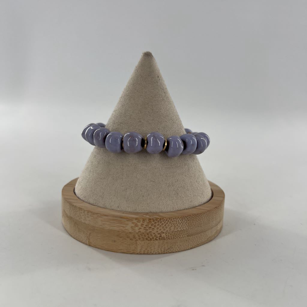 lilac beaded stretch bracelet