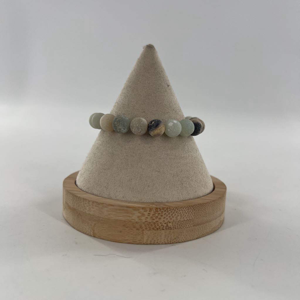 green/brown beaded stretch bracelet