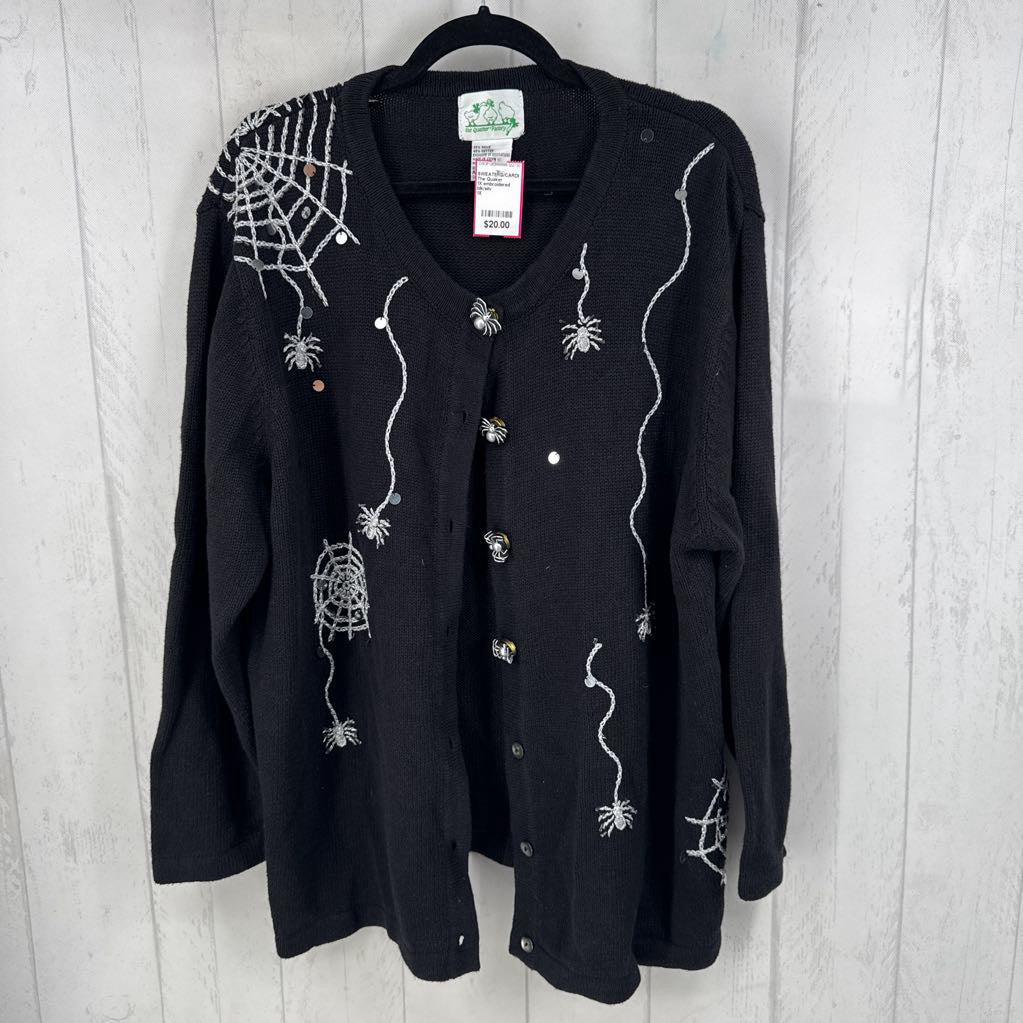 1X embroidered spider web sweater
