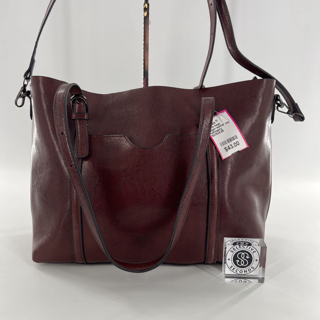 vegan leather zop zip tote