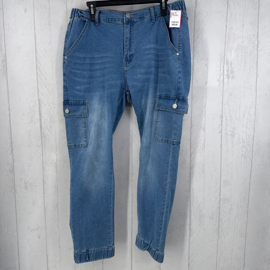 16 cargo pocket denim joggers