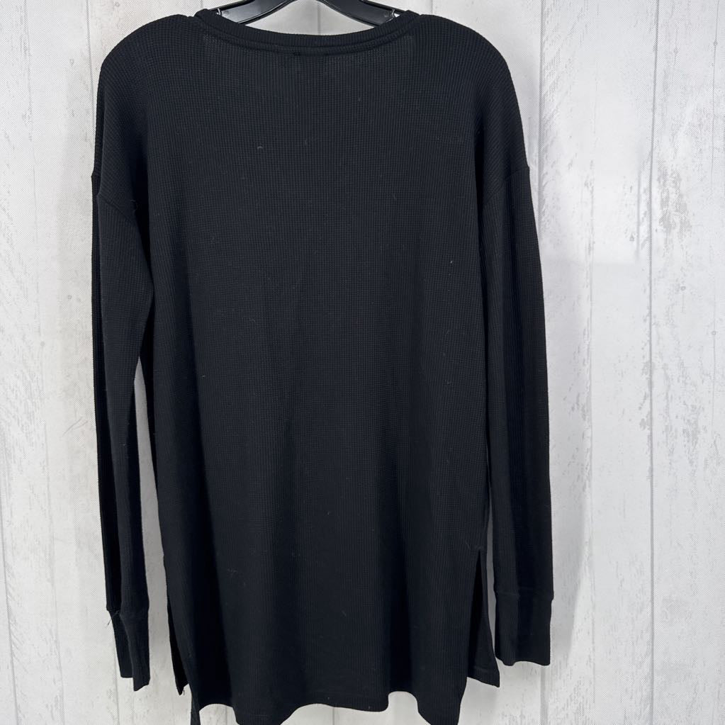 XS waffle knit v-neck l/s top