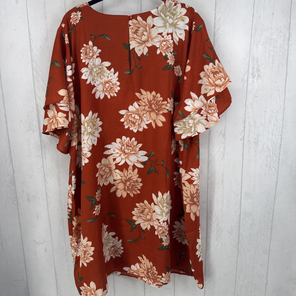 26 flo print v-neck flutter slv dress