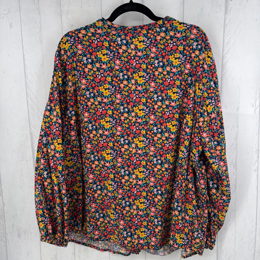 3x l/s flower print v-neck top