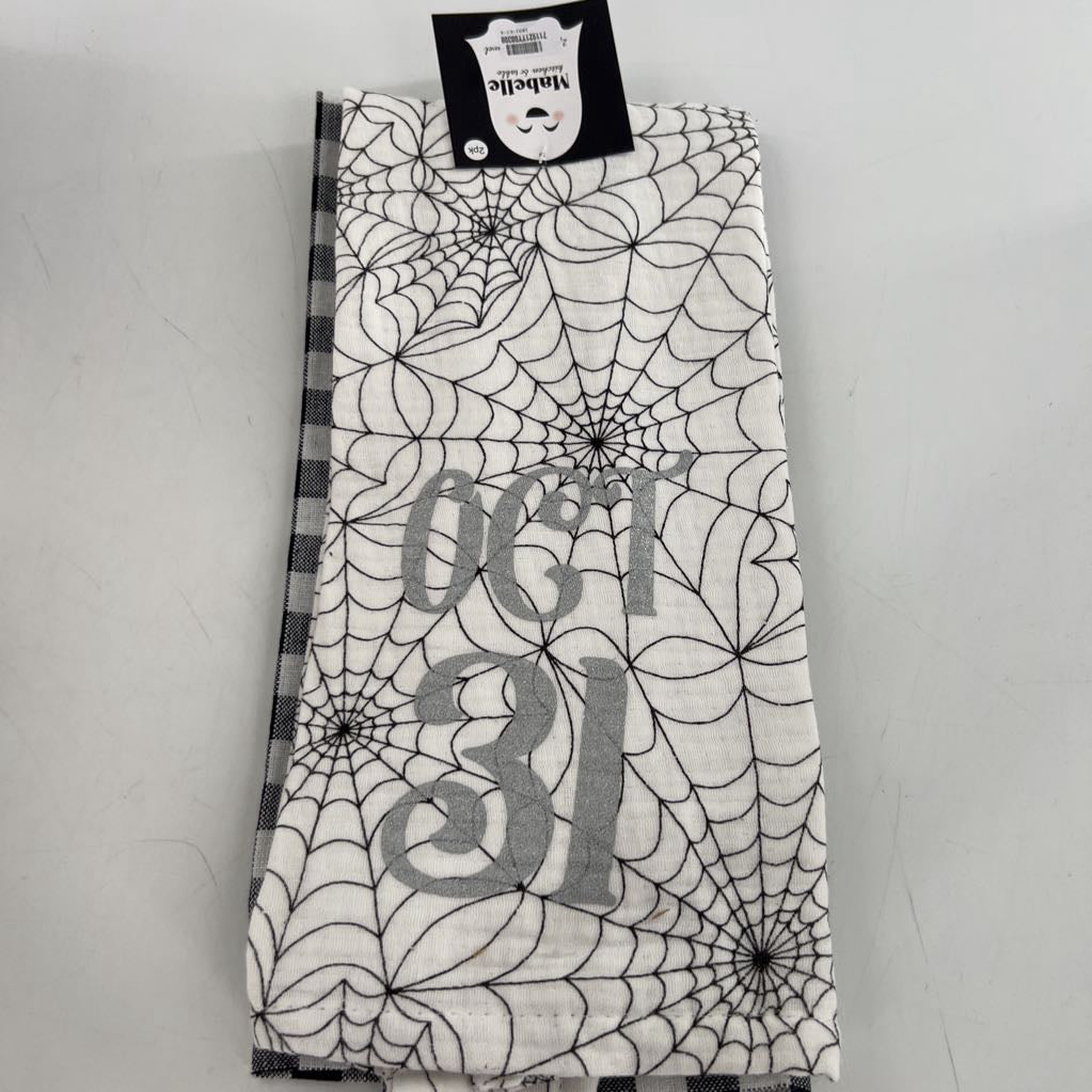 2pk hand towels-spider webs/gingham