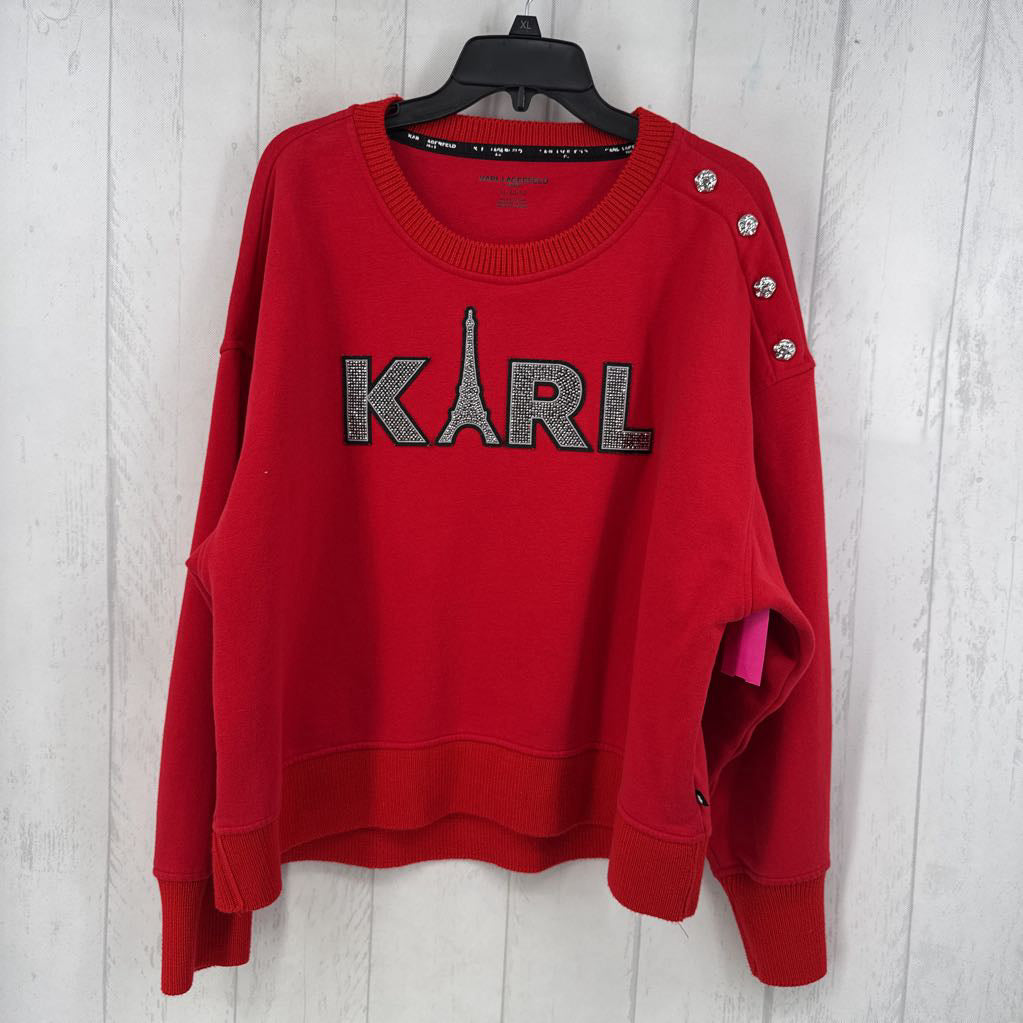 2pc XLeiffel tower sweatshirt w/ scattered letter logo pants