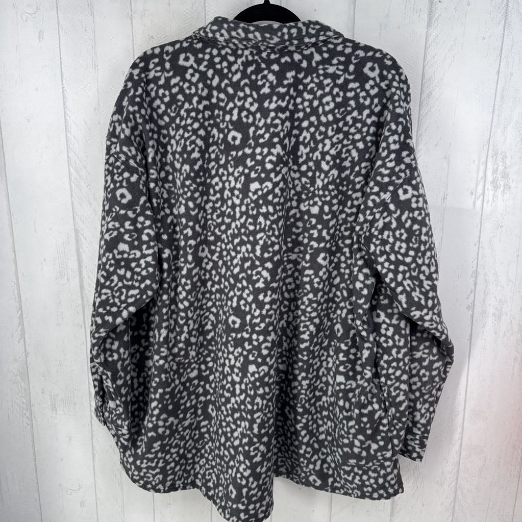 2x l/s fleece button animal print shirt