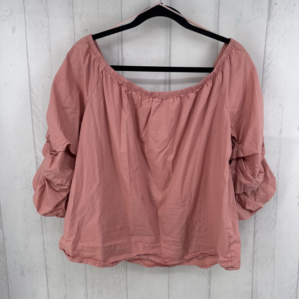 1x ruched elbow slv off shoulder top