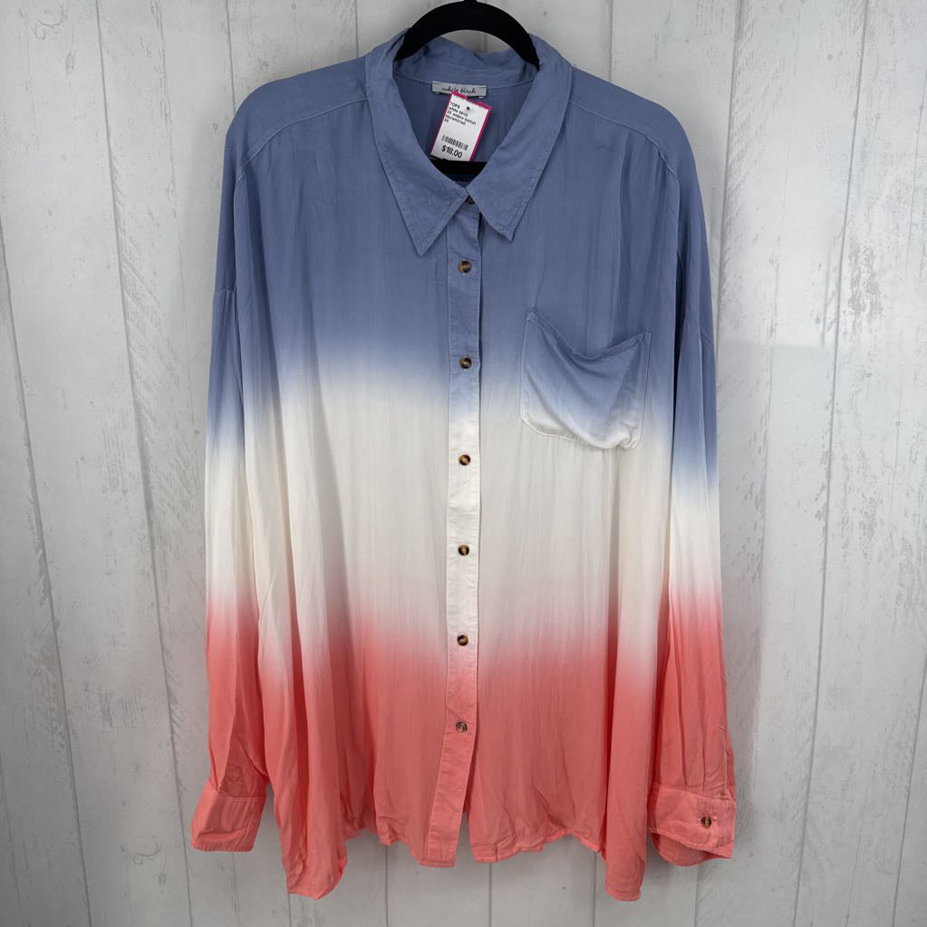 3X ombre button down l/s top