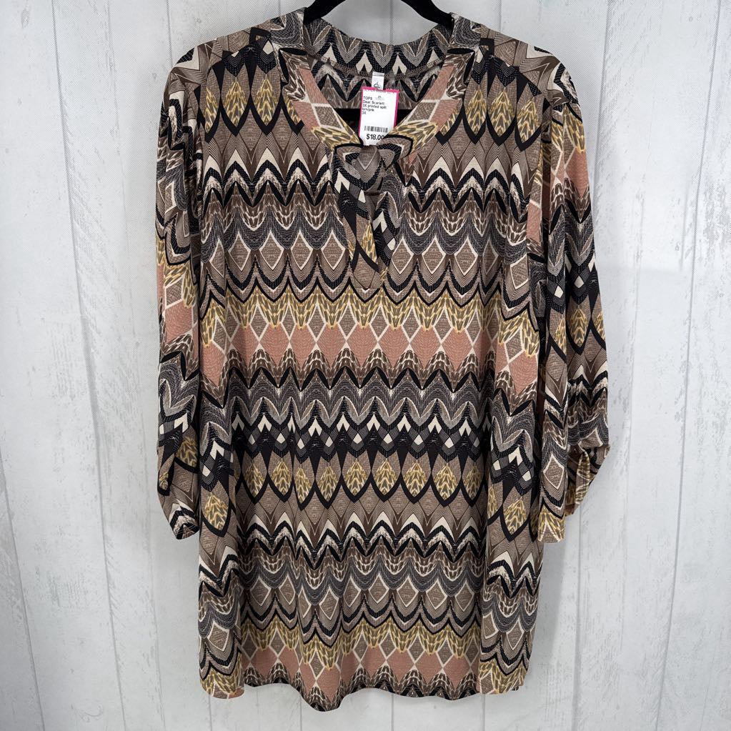 3X printed split neck 3/4 slv top