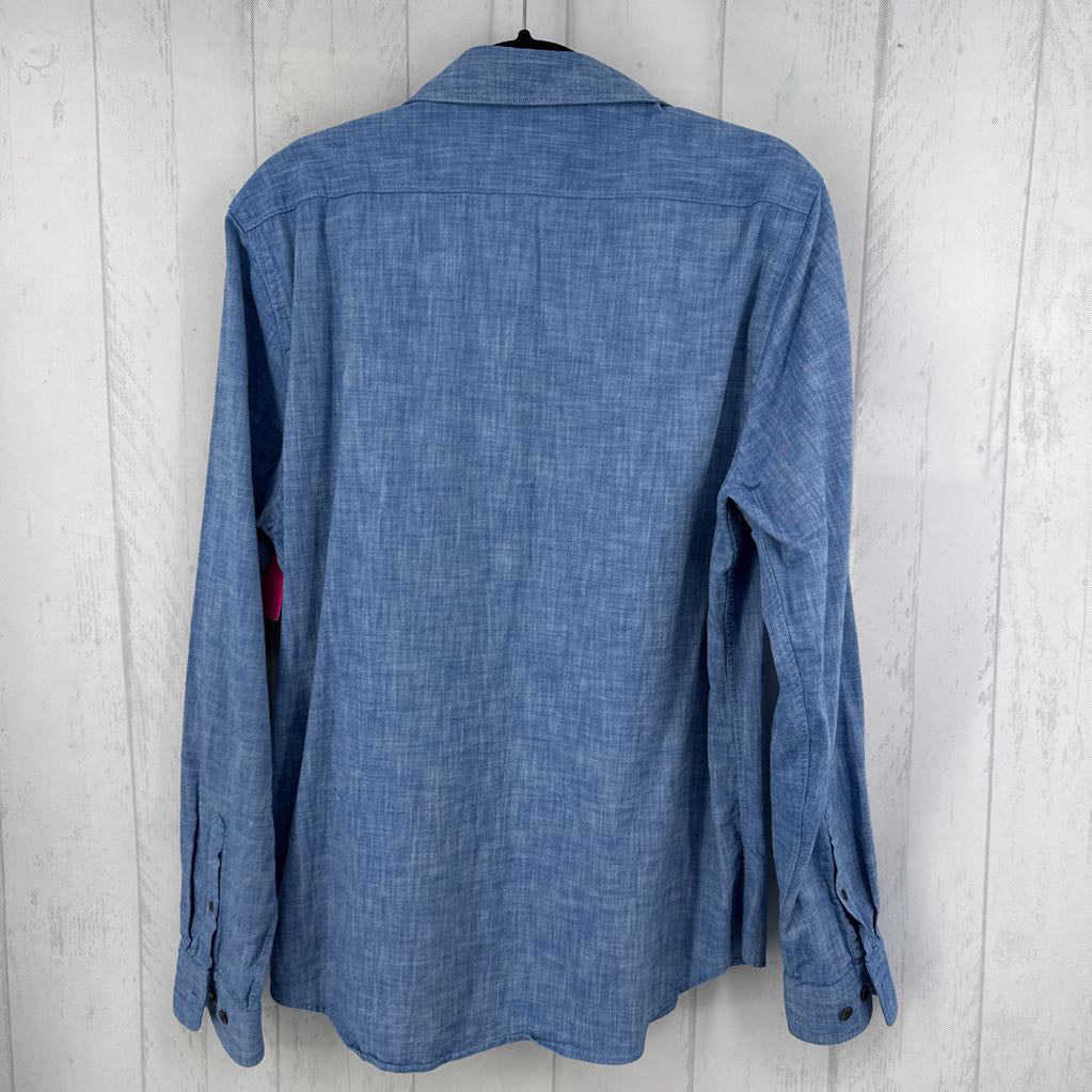 L denim button down l/s top