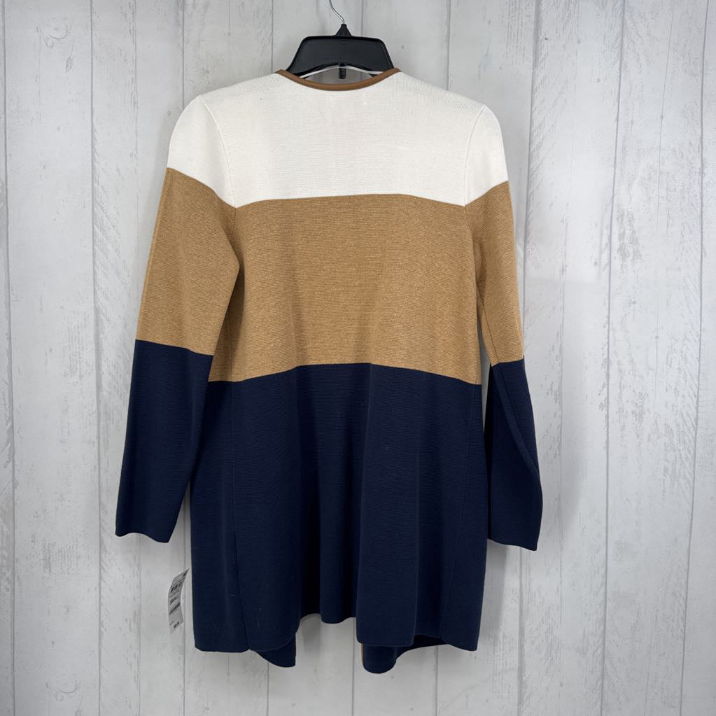 S colorblock open front cardi